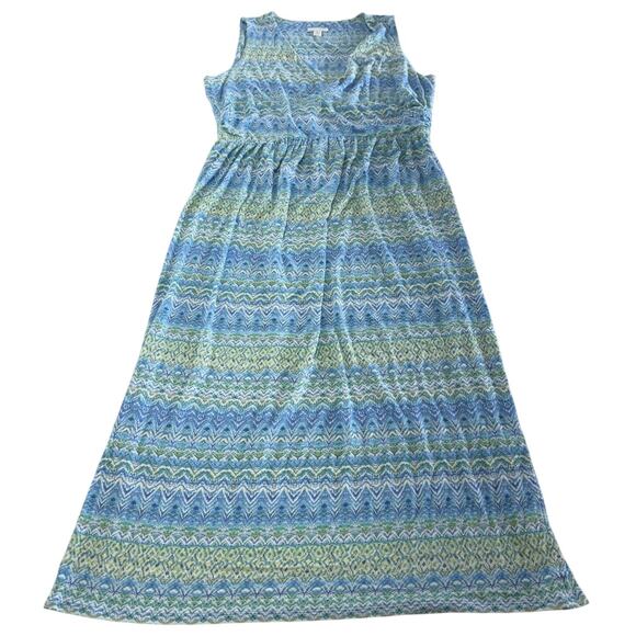 J Jill Dress Womens Medium Petite Sleeveless Maxi Chevron Pattern Summer - Picture 1 of 8
